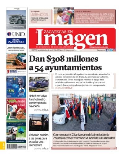 Imagen Zacatecas edición del 15 de Diciembre 2016