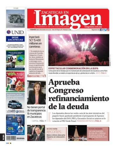 Imagen Zacatecas edición del 16 de Diciembre 2016