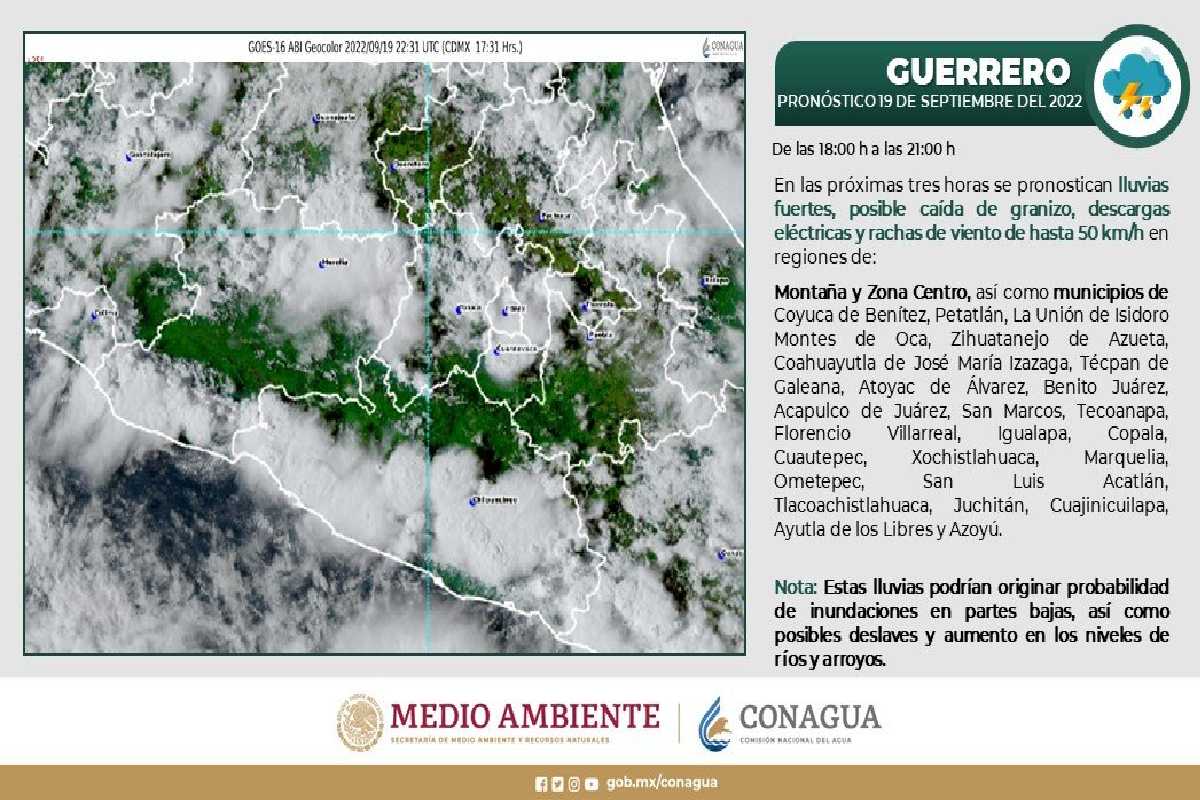 Conagua reporta lluvias en siete estados