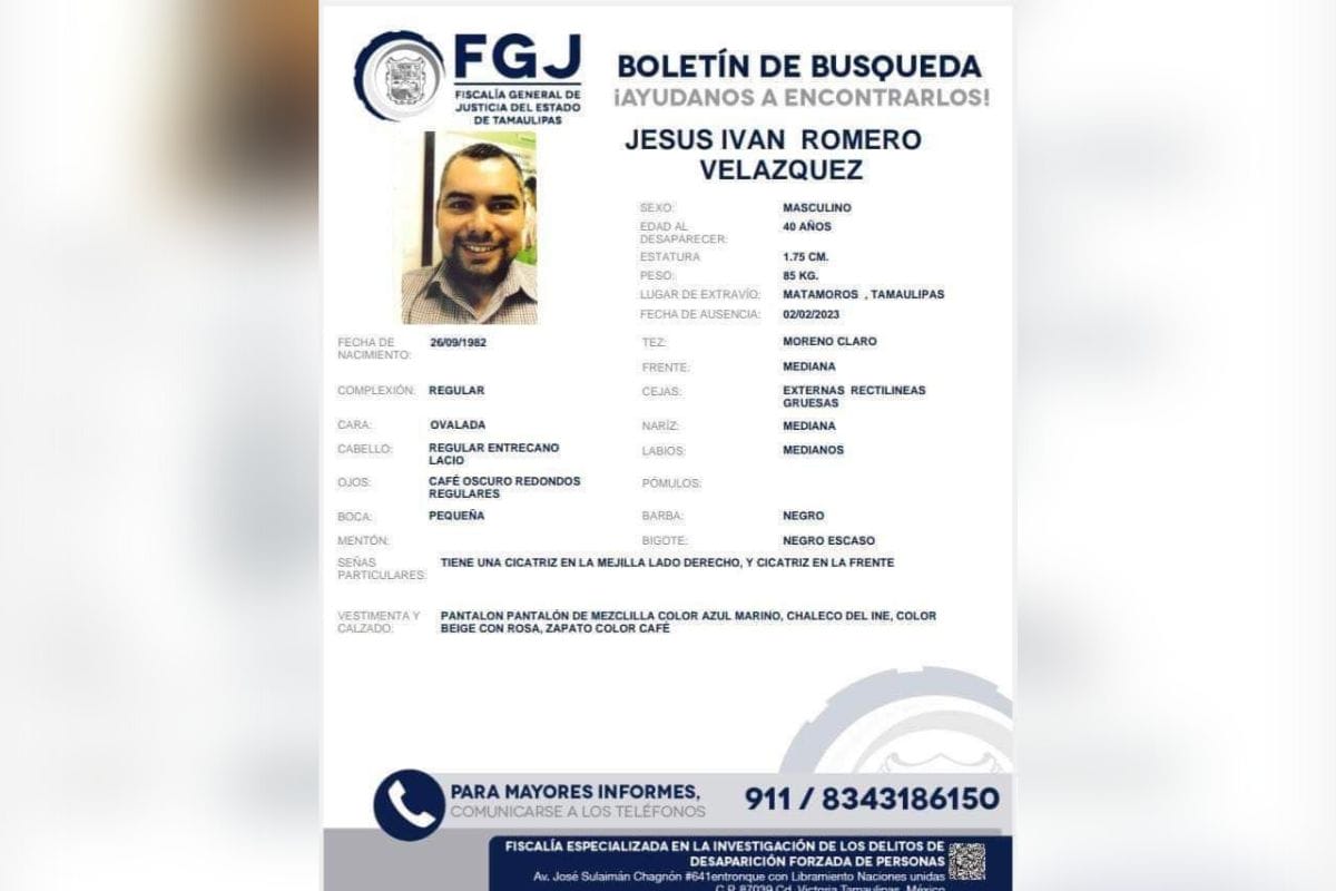 El fiscal Irving Barrios Mujica informó que ya se localizó al supervisor del INE en Tamaulipas; Jesús Iván Romero Velázquez