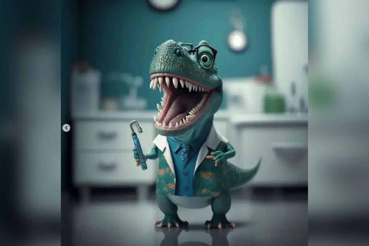 Dinoprofesión, son imágenes de dinosaurios con profesiones se volvieron virales en redes sociales.