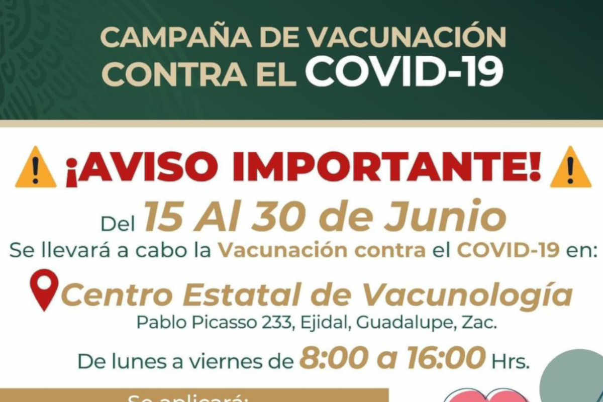 Covid-19 en Zacatecas Inicia campaña de vacunación a niños y mayores de 18 años