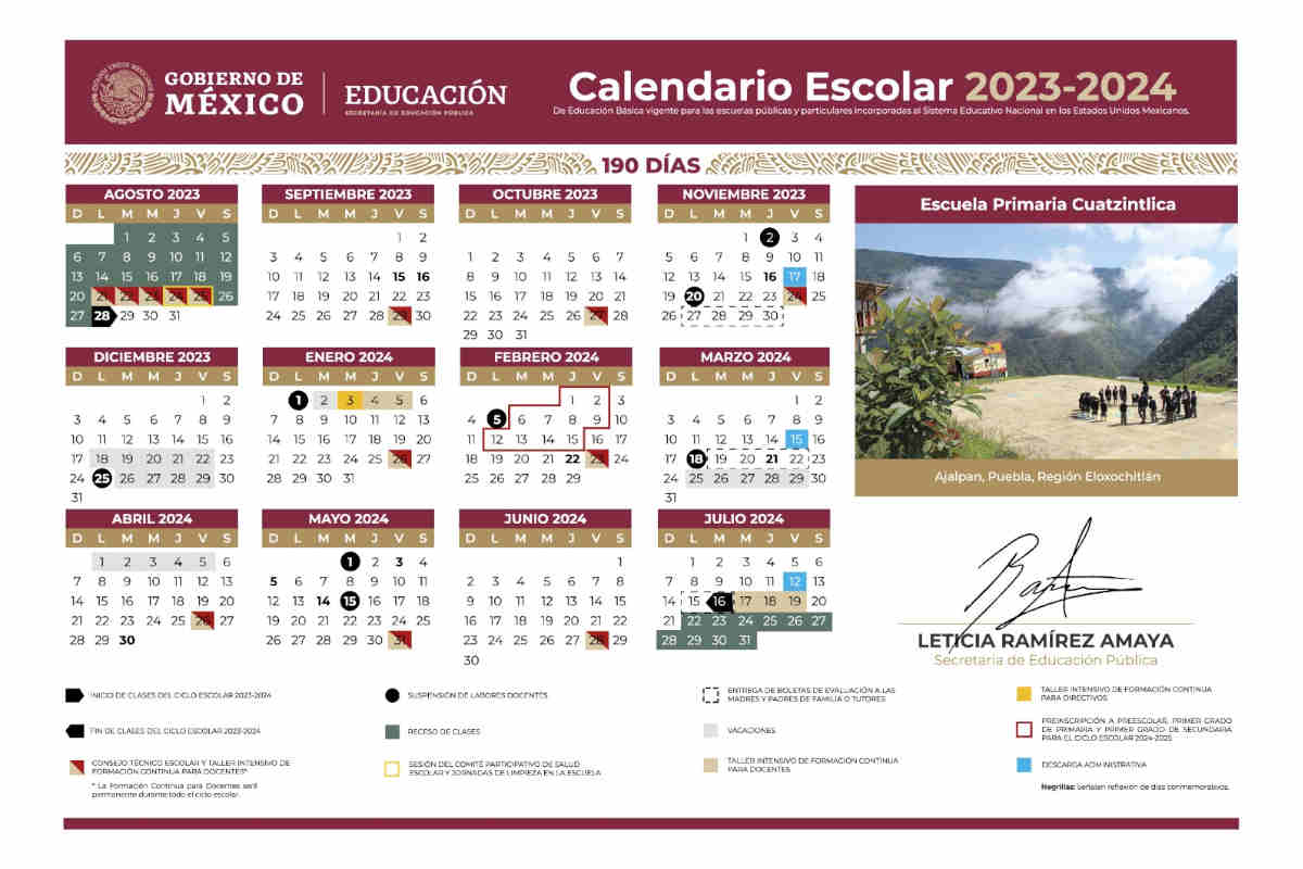 Calendario escolar 2023-2024 en PDF para imprimir