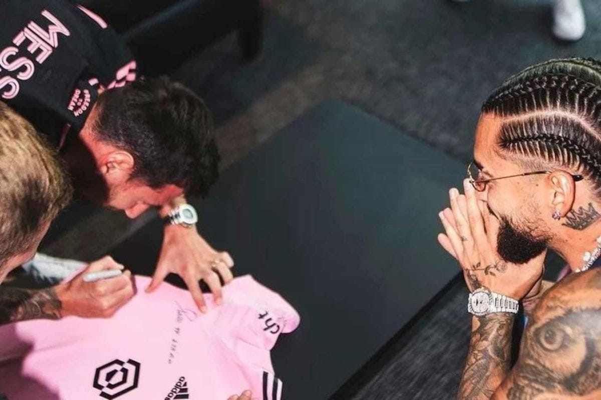 Lionel Messi sorprendió a Maluma en uno de los palcos del estadio, previo al duelo del Inter de Miami en la Leagues Cup 2023.