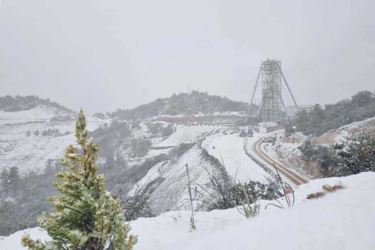 Mina La Colorada, Chalchihuites, Zacatecas, cubierta por nieve