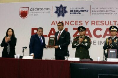 David Monreal Y Cristian Camacho, en la presentación de resultados del Plan Zacatecas II. | Foto: Cortesía.