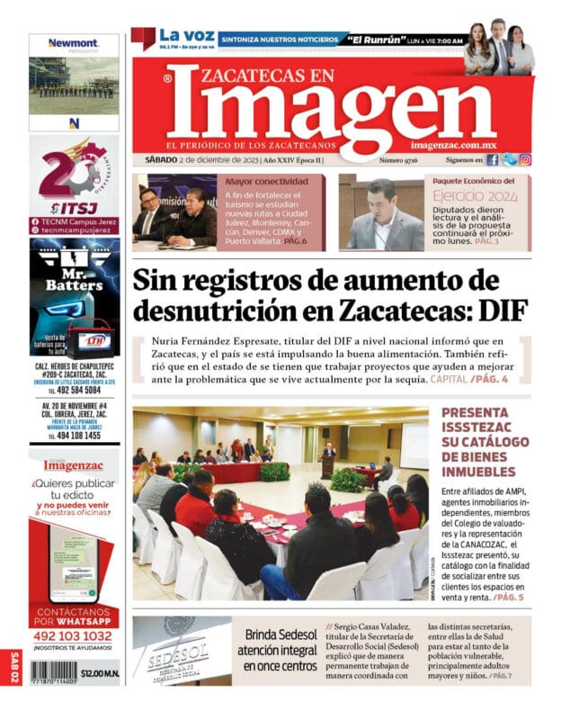 Imagen Zacatecas edición del 02 de diciembre de 2023